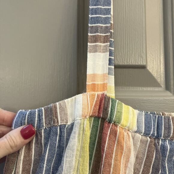 THML Rainbow Stripe Tassel Midi Dress Sz XS 100% Cotton Summer Beach Casual Boho - Picture 12 of 13